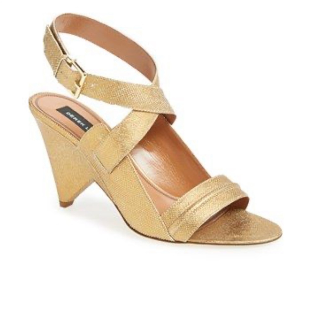 Derek Lam Gold Lame Pace Wedge Sandal Ankle Strap Women’s 9.5 Made In Italy